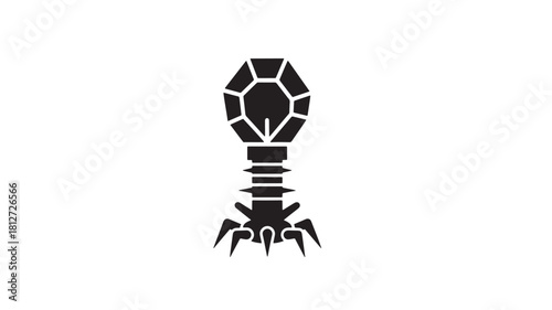 Bacteriophage icon simple flat vector glyph design isolated on white background for scientific or medical use