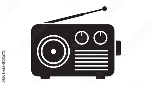 Vintage radio vector icon retro style broadcast receiver illustration isolated on white background