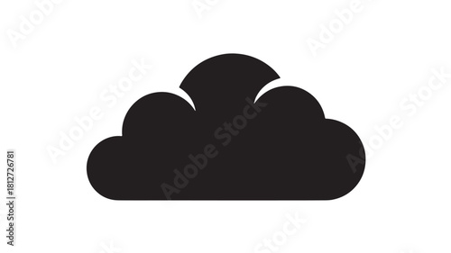 Black cloud icon simple flat vector glyph isolated on white background for weather forecast app design