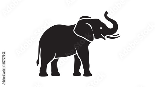 Elegant elephant silhouette simple flat vector design isolated on white background