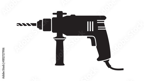 Black drill icon simple flat vector illustration isolated on white background for construction and repair