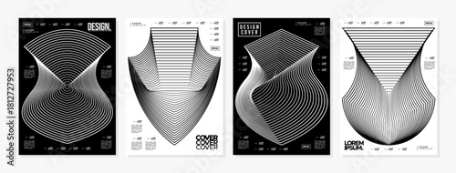 Black and white cyber crime security shield line cover set