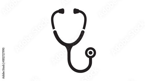 Stethoscope icon simple flat vector glyph isolated on white background for medical and healthcare design