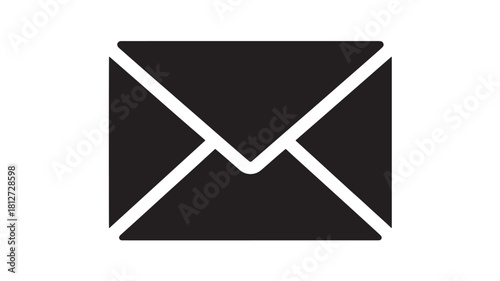 Simple black email icon flat vector illustration for user interface design isolated on white background