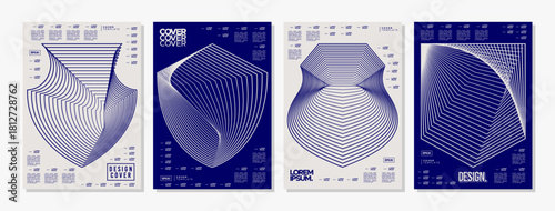 Digital technology security shield line cover background set