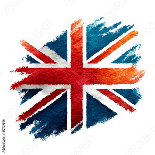 United Kingdom Flag Watercolor Splatter Grunge Artistic Design