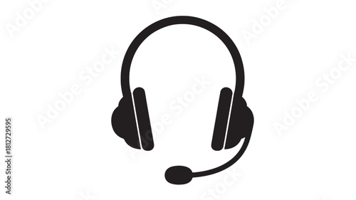 Headset icon simple flat vector illustration isolated on white background for customer service and support