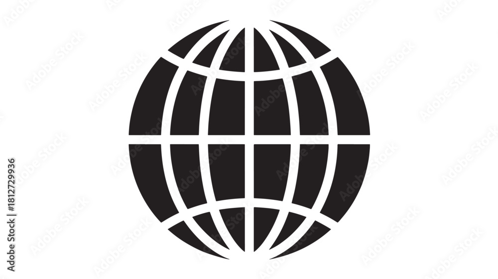 Obraz premium Globe grid icon simple flat vector design element isolated on white background for web and mobile apps