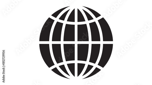Globe grid icon simple flat vector design element isolated on white background for web and mobile apps