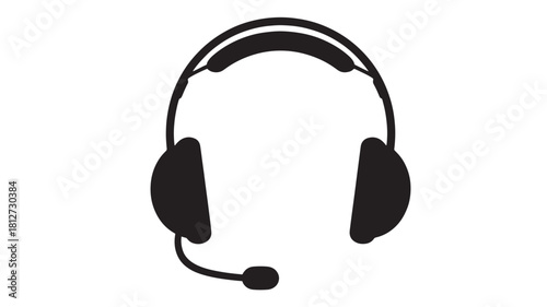 Headset icon simple flat vector glyph isolated on white background for call center or customer service applications