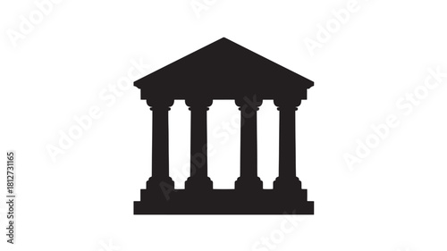 Classical building silhouette vector illustration of a historic courthouse or bank isolated on white background