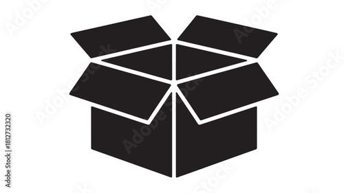 Open cardboard box icon simple flat vector illustration isolated on white background for delivery and storage concepts