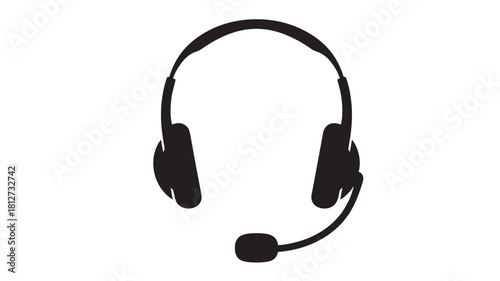 Headset icon simple flat vector illustration isolated on white background for customer service and support