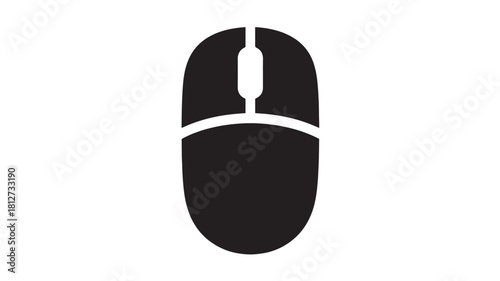 Simple black computer mouse icon flat vector illustration for user interface design isolated on white background