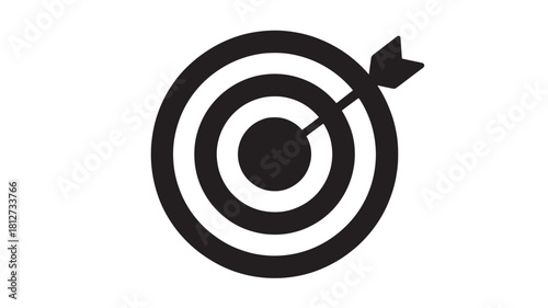 Target with arrow vector icon simple flat glyph design isolated on white background