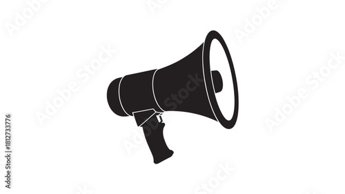 Black and white megaphone illustration simple flat vector icon for announcement and marketing isolated on white background