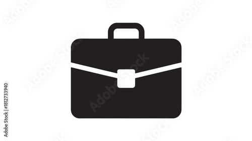 Black briefcase icon simple flat vector design element isolated on white background for web and mobile apps