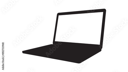 Black laptop silhouette simple vector illustration for graphic design isolated on white background