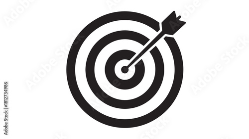 Target with arrow vector icon simple flat glyph design for business strategy isolated on white background