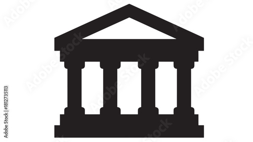 Bank building icon simple flat vector illustration of a classic bank facade isolated on white background