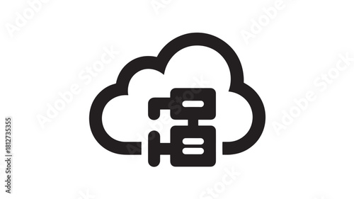Cloud server icon simple flat vector illustration for data storage and networking isolated on white background