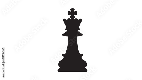 Chess king piece silhouette strategic game element isolated vector illustration on white background