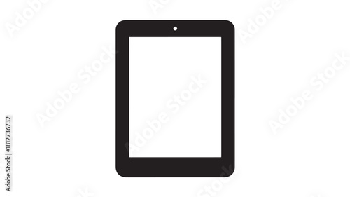 Black tablet vector illustration with blank white screen simple flat design for app and website mockups isolated on white background
