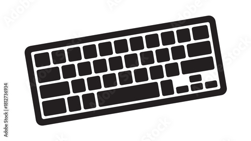 Black and white keyboard illustration minimalist vector design isolated on white background