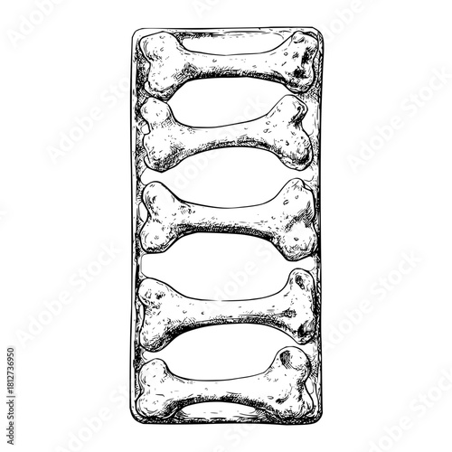 Dog bone treats illustration pet food snack canine drawing animal biscuit sketch treat bone snack tasty food