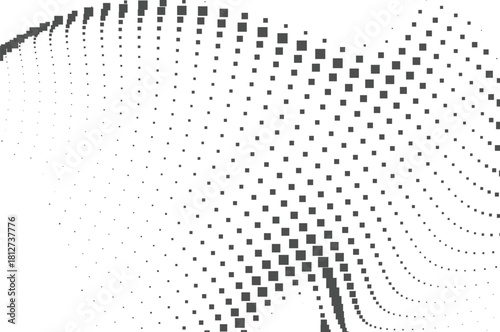 Black halftone wave mesh pattern with layered dotted gradients creating a modern abstract design ideal for minimal fluid backgrounds futuristic layouts and contemporary decorative surfaces