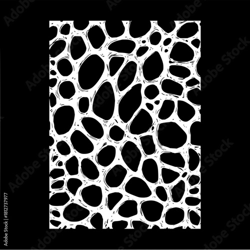 Abstract organic cell pattern background vector illustration black and white design art texture wallpaper 100