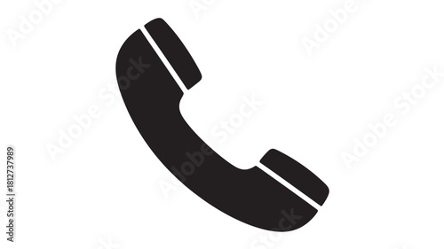 Black telephone handset icon simple flat vector glyph isolated on white background for app and web design