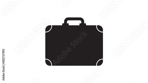Black suitcase icon simple flat vector design isolated on white background for travel and business concepts