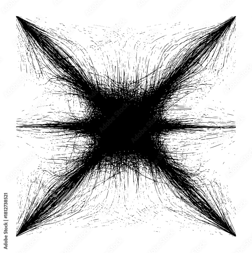 Obraz premium Abstract black and white starburst design with lines and geometric shapes for modern art and background use