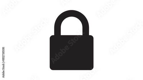 Simple black padlock icon flat vector illustration for security and privacy isolated on white background