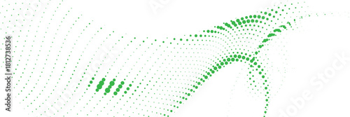 Vibrant green halftone dotted flowing wave abstract pattern combining motion and freshness ideal for eco branding digital themes creative layouts and modern minimalist background designs