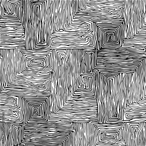 Abstract line art pattern black and white design seamless geometric texture modern contemporary style background drawing