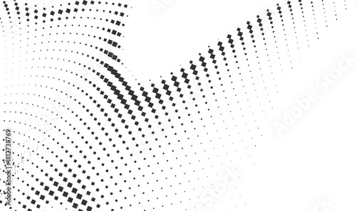 Arched halftone composition featuring expanding dotted curves that radiate outward across a bright white background creating a sophisticated abstract pattern ideal for contemporary branding