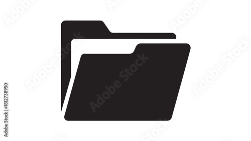 Black folder icon simple flat vector glyph isolated on white background for web and app design