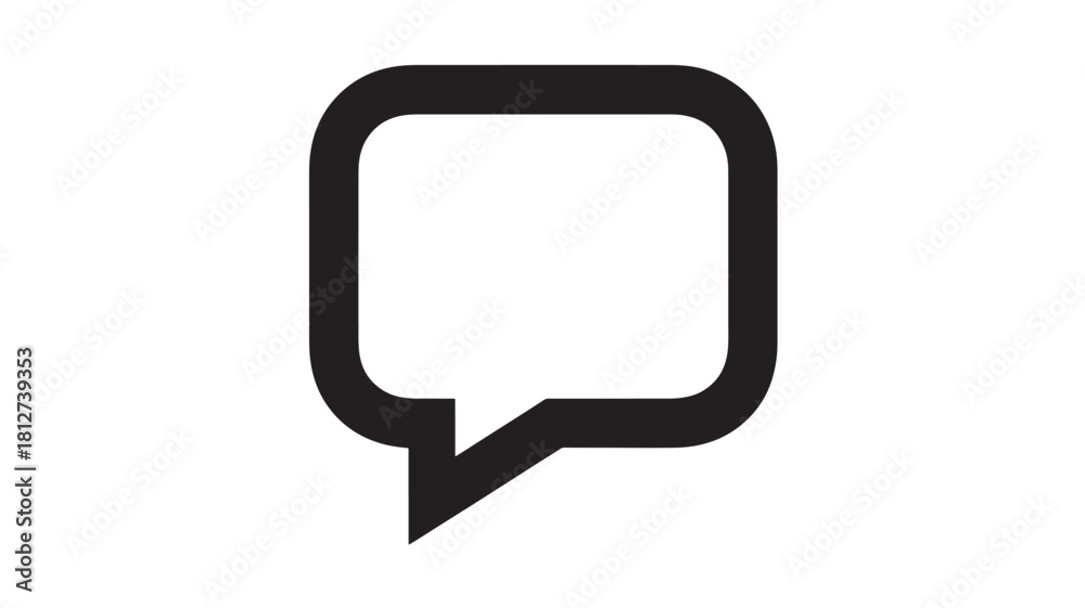 Naklejka premium Minimalist speech bubble icon simple vector glyph for user interface design isolated on white background