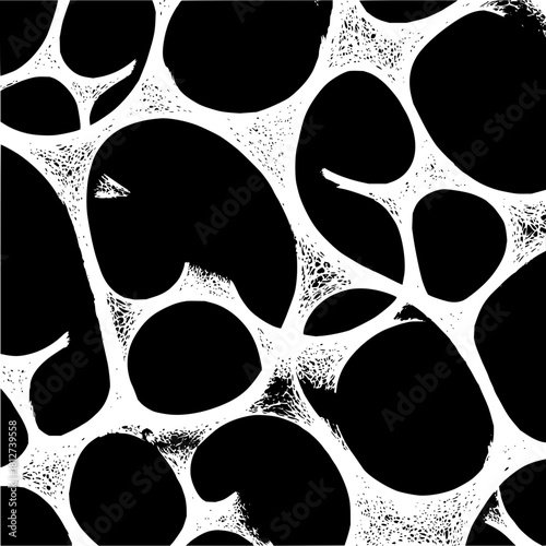 Abstract black and white organic cells pattern background texture design vector illustration art graphic image
