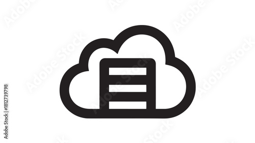 Cloud data storage icon simple flat vector glyph isolated on white background for web and app design