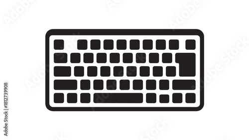 Black and white keyboard icon simple flat vector illustration for website design isolated on white background