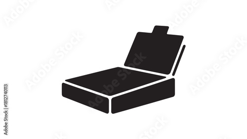 Minimalist open suitcase icon simple flat vector design isolated on white background for travel and business concepts