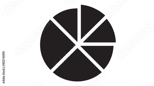 Pie chart icon simple flat vector design element isolated on white background for infographics and presentations