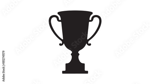 Black trophy cup silhouette simple vector icon for victory and success isolated on white background