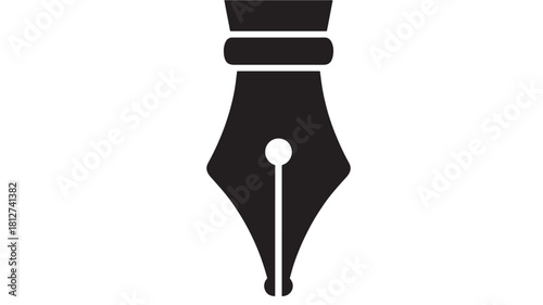 Fountain pen nib vector icon simple flat design isolated on white background for writing and calligraphy concepts