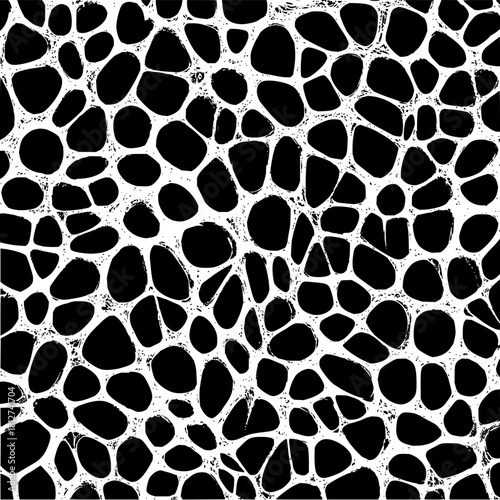 Black and white organic cell pattern texture background abstract art design vector illustration seamless surface 100