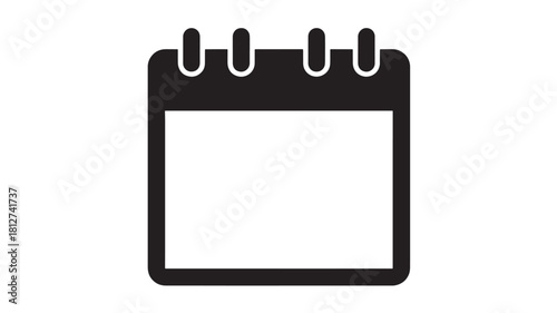 Calendar icon simple flat vector glyph design isolated on white background for web and mobile apps