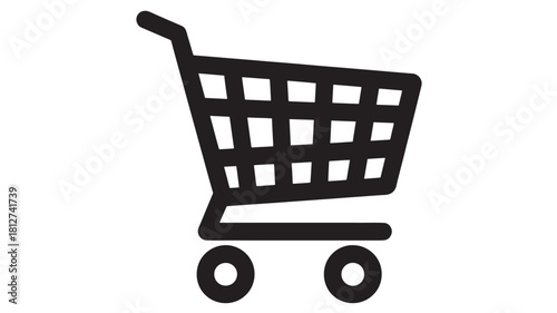 Shopping cart vector icon simple flat design for e-commerce and online store applications isolated on white background